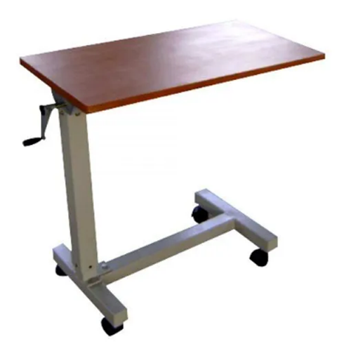 Overbed table wooden top with screw mechanism